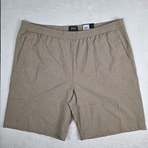 Shorts FLX Men XL Tan Text 9-in. Inseam Dynamic Stretch Performance Shorts